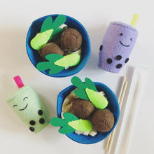 Load image into Gallery viewer, Keiki Kaukau: Noodles and Boba Felt Play Food Set