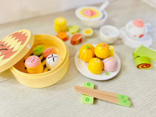 Load image into Gallery viewer, Baby Snack Time: 27-Piece Dim Sum Tea Wooden Play Set
