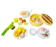 Load image into Gallery viewer, Baby Snack Time: 27-Piece Dim Sum Tea Wooden Play Set
