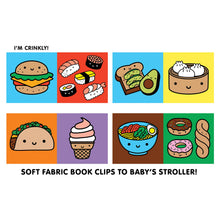 Load image into Gallery viewer, Sensory Foodie Baby Crinkle Fabric Stroller Book (Featuring Sushi, Dim Sum, Ramen!)