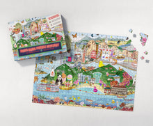 Load image into Gallery viewer, Hong Kong Puzzle Mystery #2: The Pangolin Panic | 500pc Hong Kong Themed Jigsaw Puzzle & Scavenger Hunt Game