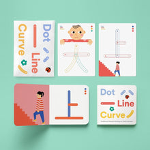 Load image into Gallery viewer, Dot Line Curve: The Book of Opposites Bundle: A Touch & Trace Book + Write & Wipe Cards