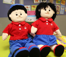 Load image into Gallery viewer, Tak Tak & Kar Kar Sexuality Education Stuffed Dolls (Full-size Edition with Accessories) • 性教育教材布公仔 德德、家家 (+ 新裝)