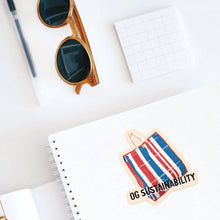 Load image into Gallery viewer, "OG Sustainability" Red White Blue Bag - VINYL STICKER (Waterproof, dishwasher + microwave safe)