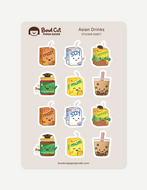 Asian Drinks STICKER SHEET (Durable & Water Resistant)