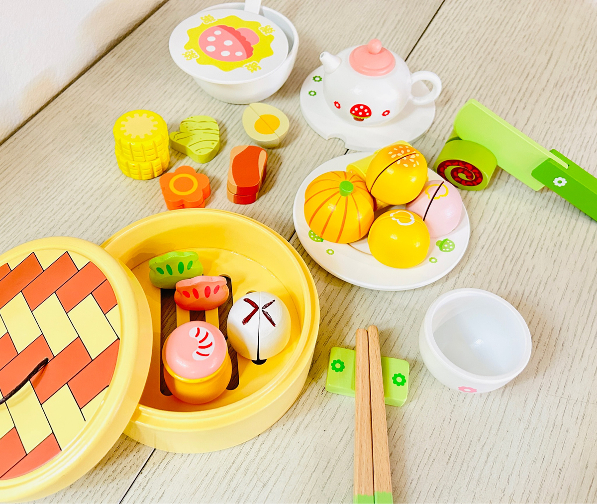 ( ️ Seconds) Baby Snack Time: 27-Piece Dim Sum Tea Wooden Play Set ...