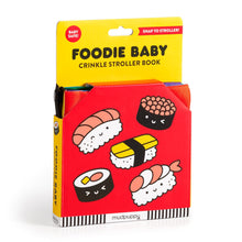 Load image into Gallery viewer, Sensory Foodie Baby Crinkle Fabric Stroller Book (Featuring Sushi, Dim Sum, Ramen!)
