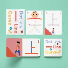 Load image into Gallery viewer, Dot Line Curve: The Book of Opposites Bundle: A Touch &amp; Trace Book + Write &amp; Wipe Cards
