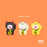 Good Luck Maneki Neko Postcard • 招財貓明信片